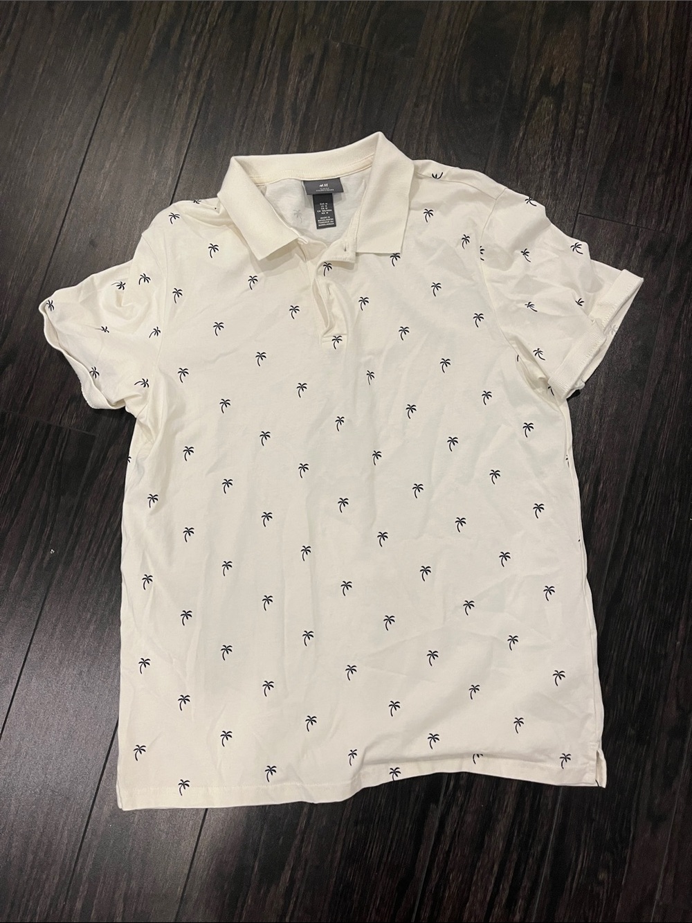 H&M Cream Polo with Navy Palm Print